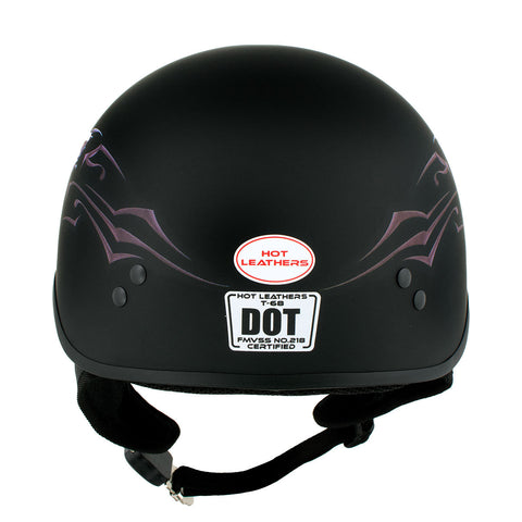 Hot Leathers HLD1052 'New Purple Butterfly' Flat Black Motorcycle DOT Skull Cap Helmet