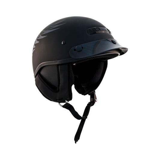 ZOX ST-225B ‘Alto Custom' Eagle Silver Motorcycle Open Face Helmet with Drop Down Visor