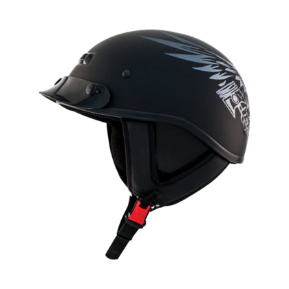 ZOX ST-225B ‘Alto Custom' Eagle Silver Motorcycle Open Face Helmet with Drop Down Visor