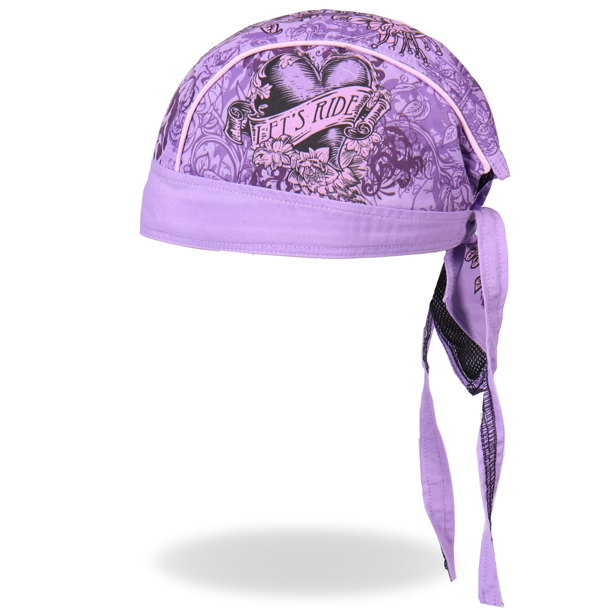Hot Leathers Heart Let's Ride Purple Lightweight Headwrap HWH1060