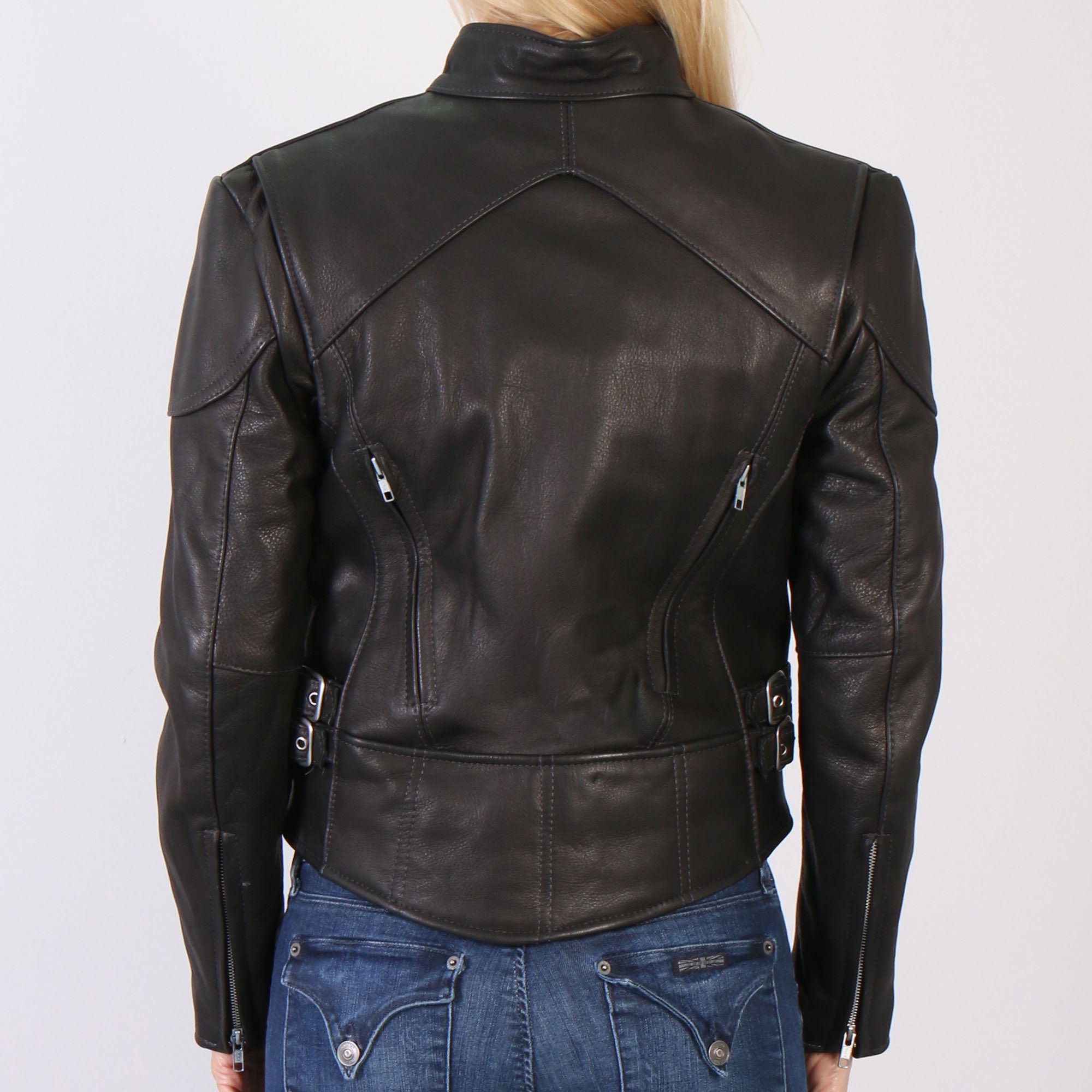 Hot Leathers JKL5001 USA Made Ladies Vented Motorcycle Black Leather Biker Jacket