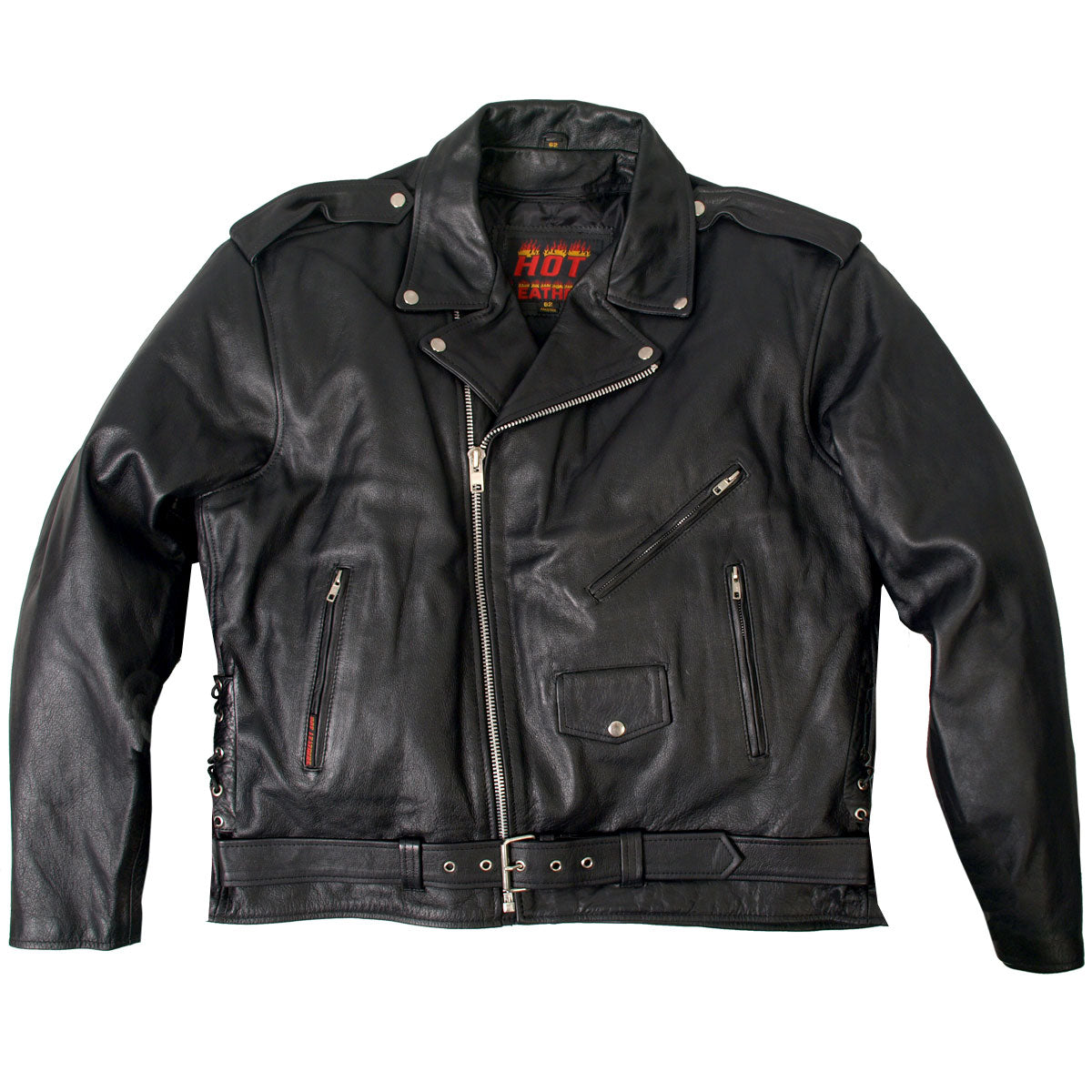 Hot Leathers JKM1002 Classic Mens Motorcycle Leather Biker Jacket with Zip Out Lining