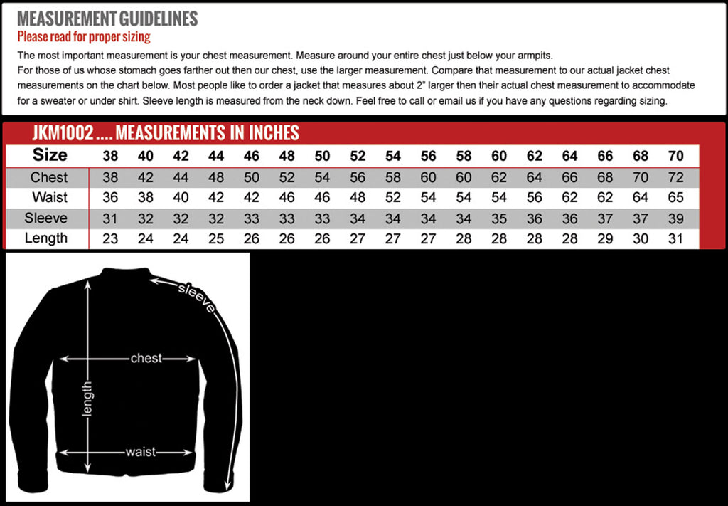 Hot Leathers JKM1002 Classic Mens Motorcycle Leather Biker Jacket with Zip Out Lining