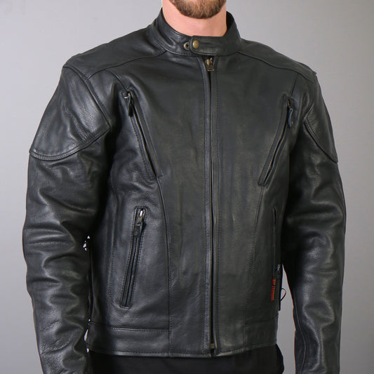 Hot Leathers JKM1010 Men's Motorcycle Vented Leather Biker Jacket
