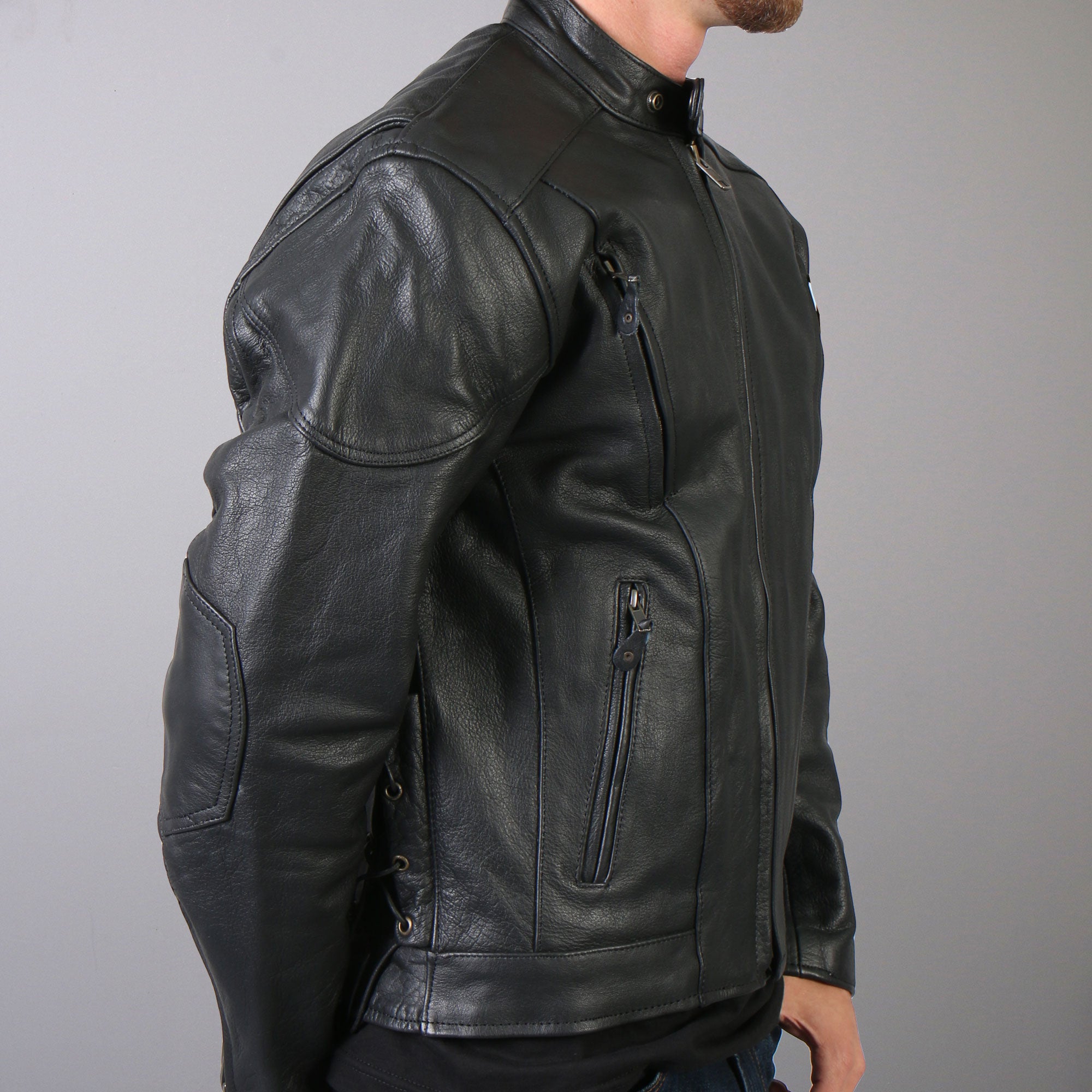 Metallic Liquid Leather™ Biker Jacket - Gunmetal Silver JK75SH