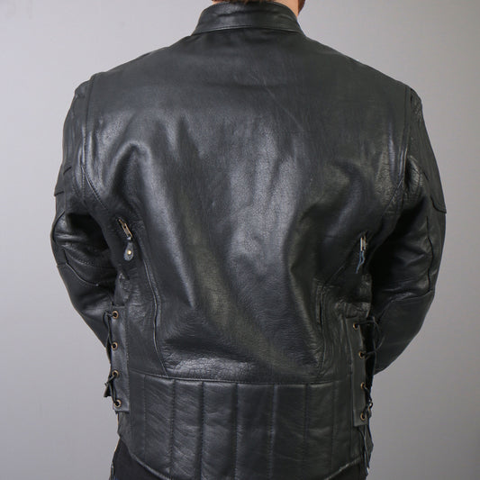 Hot Leathers JKM1010 Men's Motorcycle Vented Leather Biker Jacket