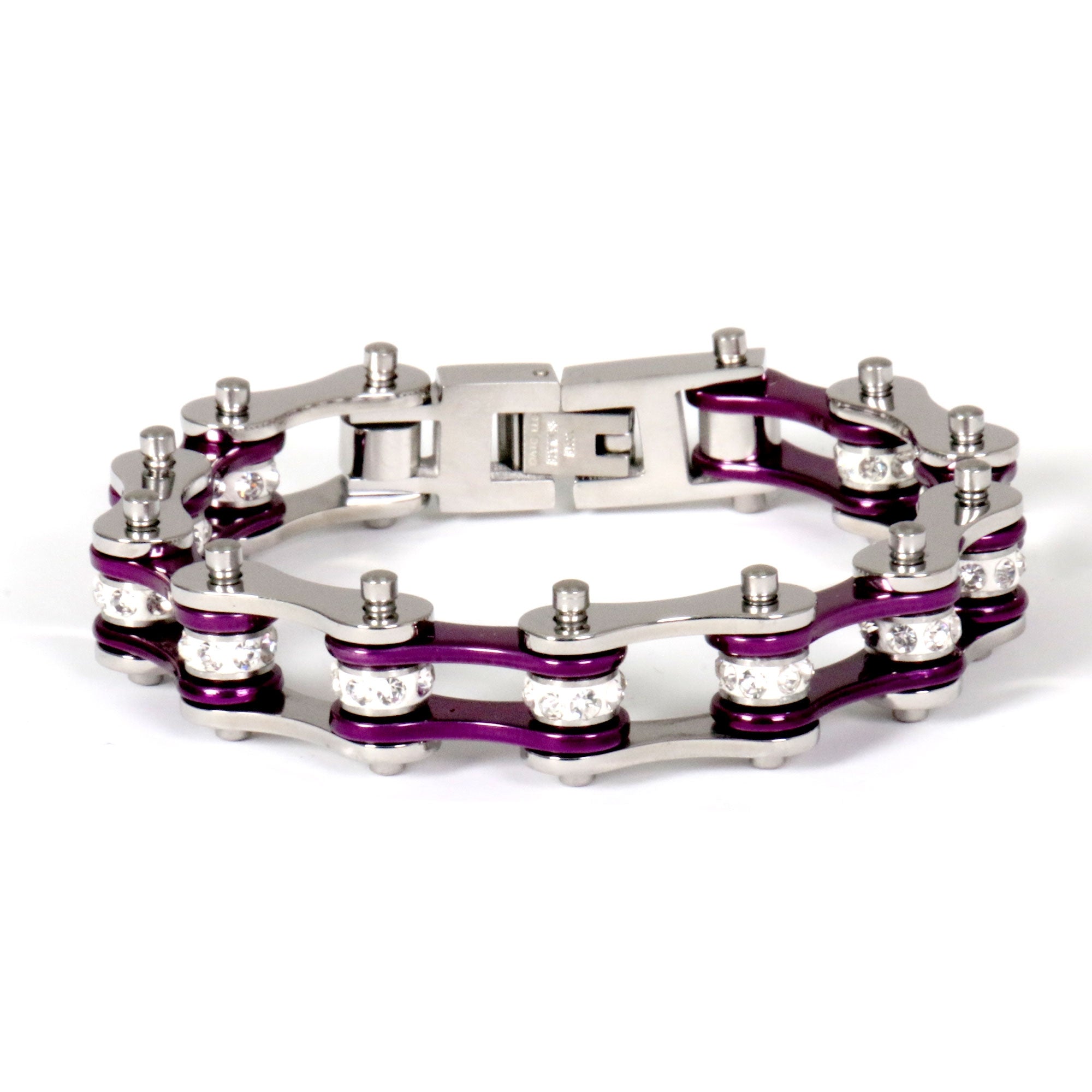 Hot Leathers JWB3106 Purple Motorcycle Chain Stainless Steel Bracelets