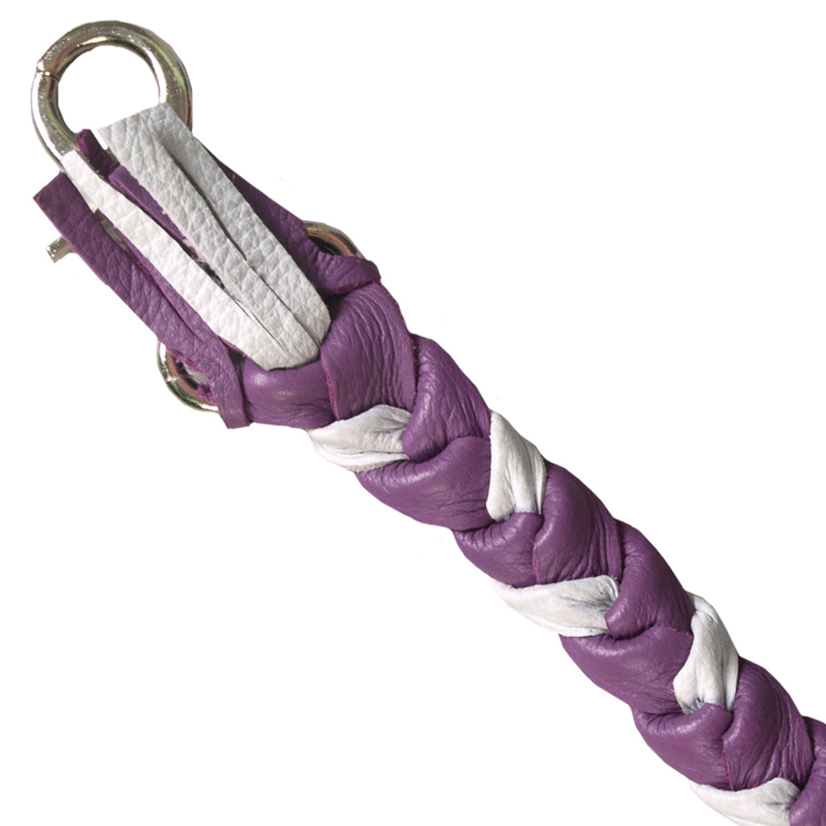 Hot Leathers 9" White and Purple Braided Leather Keychain