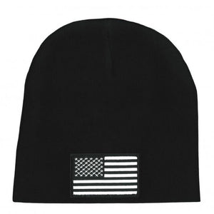 Hot Leathers KHB5002 Black and White American Flag Knit Hat