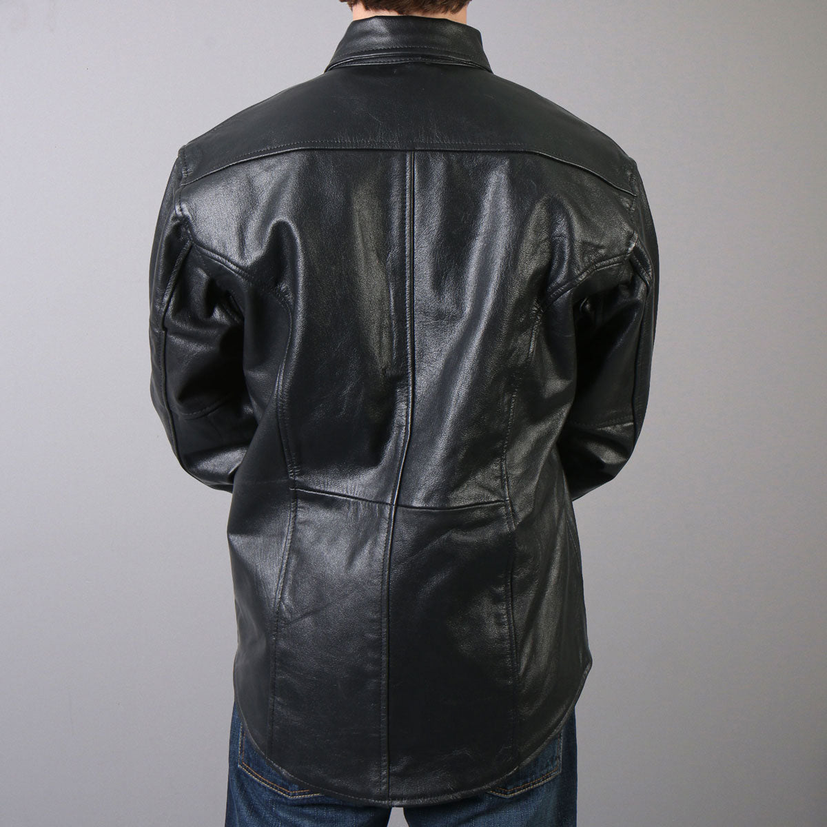 Hot Leathers LCS1001 Mens motorcycle style  Black Leather Biker Shirt