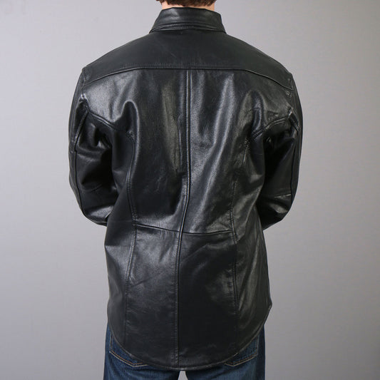 Hot Leathers LCS1001 Men’s motorcycle style  Black Leather Biker Shirt