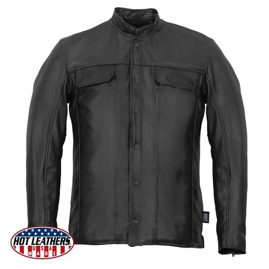 Hot Leathers LCS5001 Men's USA Made Premium Motorcycle Leather Biker Shirt