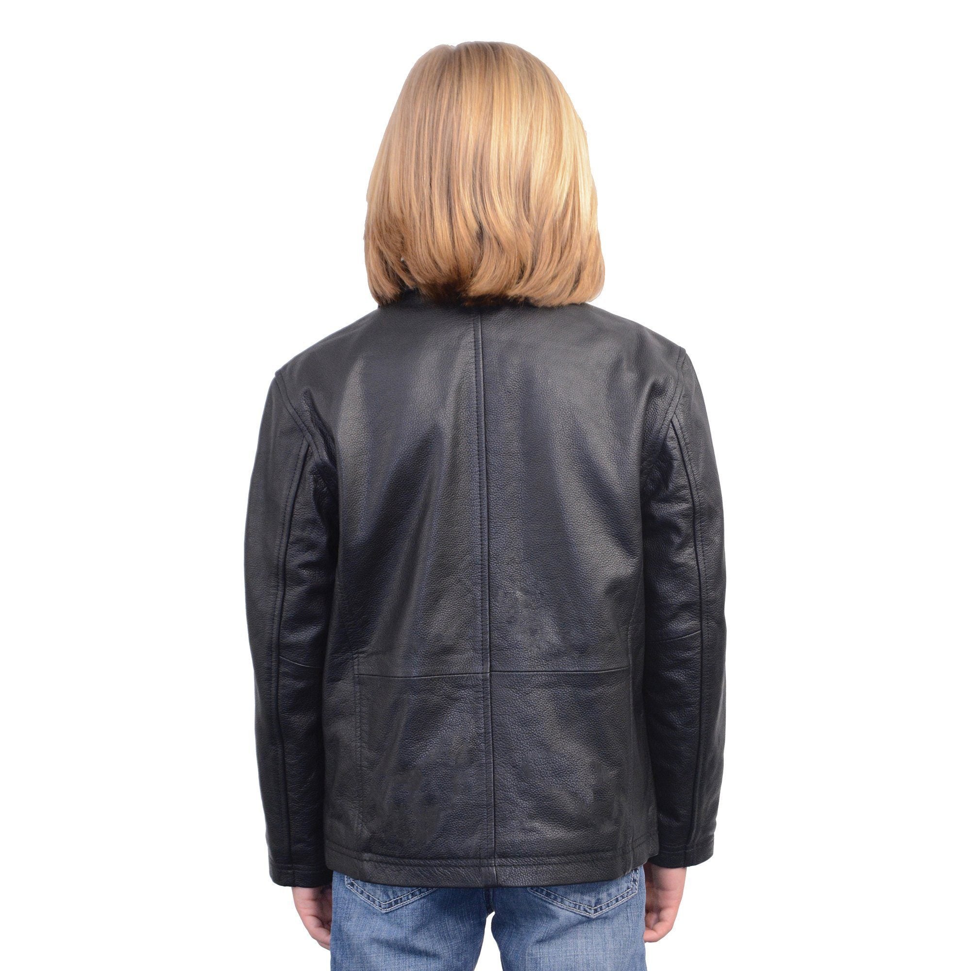 Milwaukee Leather LKK1940 Youth Size JD Black Leather Jacket with Front Zipper - Milwaukee Leather Boys Leather Jackets