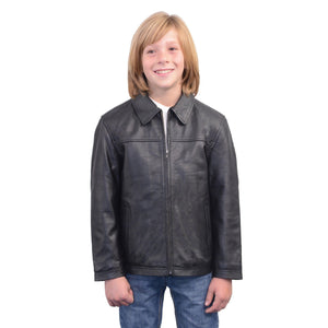 Milwaukee Leather LKK1940 Youth Size JD Black Leather Jacket with Front Zipper - Milwaukee Leather Boys Leather Jackets