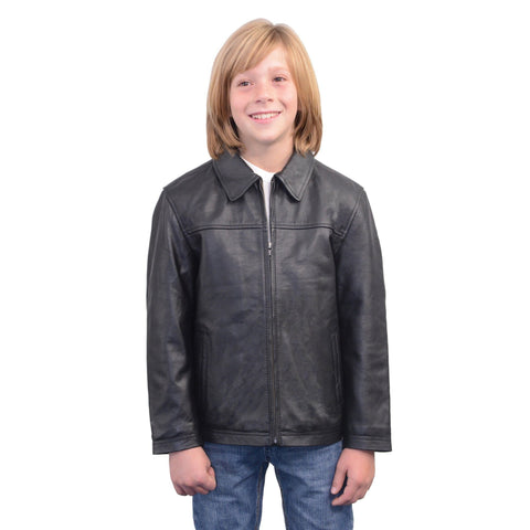 Milwaukee Leather LKK1940 Youth Size JD Black Leather Jacket with Front Zipper
