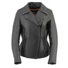 Milwaukee Leather LKL2711 Women's Black Braided Leather Jacket with Stud Back Detailing