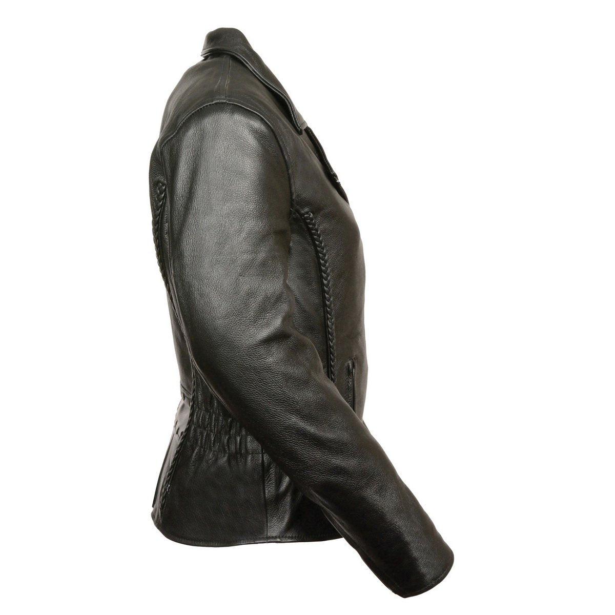 Milwaukee Leather LKL2711 Women's Black Braided Leather Jacket with Stud Back Detailing and Gun Pocket - Milwaukee Leather Womens Leather Jackets