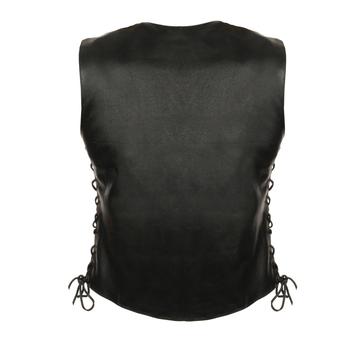 Milwaukee Leather LKL4700 Women's Black Premium Leather Side Laced  Motorcycle Biker Riders Vest w/ Snap Closure