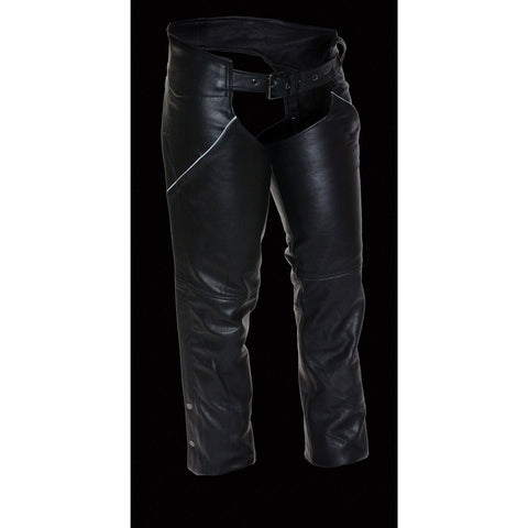 Milwaukee Leather LKL6700 Ladies Black Leather  Classic Chaps with Hip Pocket - Milwaukee Leather Womens Leather Chaps