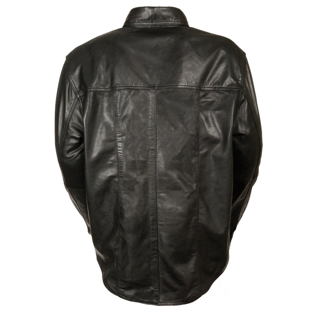 Milwaukee Leather LKM1600 Men's Black Lightweight Casual Style Leather Shirt with Gun Pocket - Milwaukee Leather Mens Leather Shirts