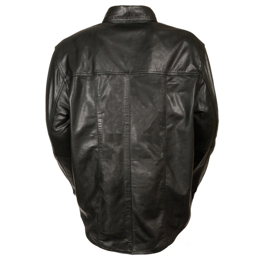 Milwaukee Leather LKM1600 Men's Black Lightweight Casual Style Leather Shirt with Gun Pocket - Milwaukee Leather Mens Leather Shirts