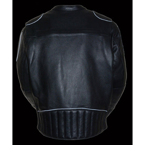 Milwaukee Leather LKM1705 Men's Black Side Stretch Vented Black Leather Scooter Jacket with Gun Pocket - Milwaukee Leather Mens Leather Jackets