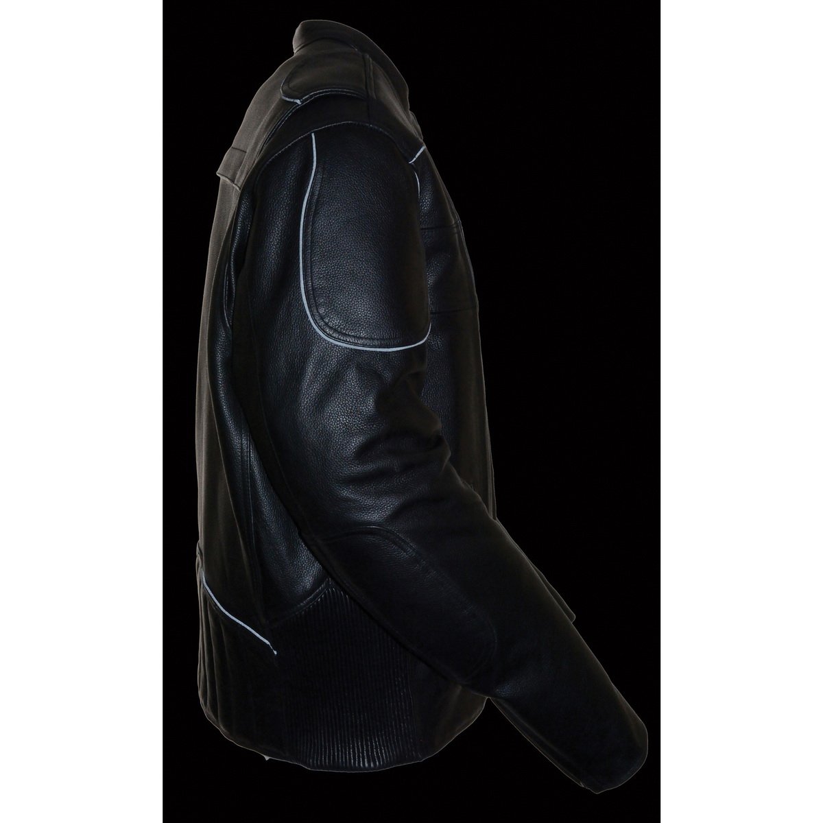 Milwaukee Leather LKM1705 Men's Black Side Stretch Vented Black Leather Scooter Jacket with Gun Pocket - Milwaukee Leather Mens Leather Jackets