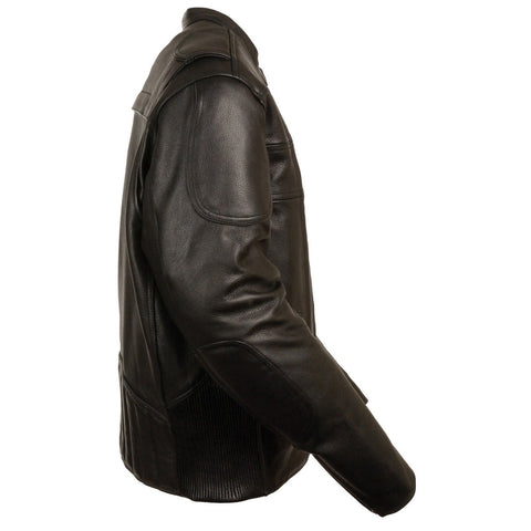 Milwaukee Leather LKM1705 Men's Black Side Stretch Vented Black Leather Scooter Jacket with Gun Pocket - Milwaukee Leather Mens Leather Jackets