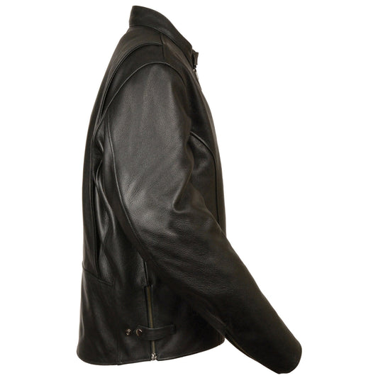 Milwaukee Leather LKM1710 Men's Black Classic Leather Jacket with Side Zippers and Gun Pockets - Milwaukee Leather Mens Leather Jackets