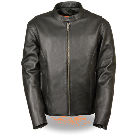 Milwaukee Leather LKM1710 Men's Black Classic Leather Jacket with Side Zippers and Gun Pockets - Milwaukee Leather Mens Leather Jackets