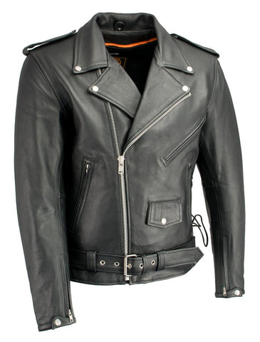 Milwaukee Leather LKM1711 Men's Leather Black Classic Side Lace Police Style Jacket with Gun Pockets - Milwaukee Leather Mens Leather Jackets