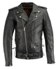 Milwaukee Leather LKM1711TALL Men's Black Tall-Sizes Side Lace Police Style Leather Jacket