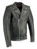 Milwaukee Leather LKM1711TALL Men's Black Tall-Sizes Side Lace Police Style Leather Jacket