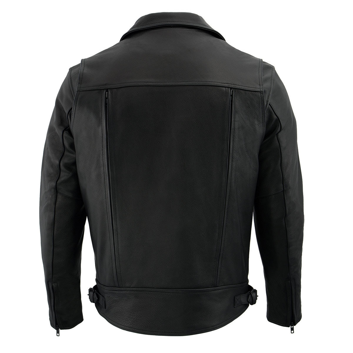 Milwaukee Leather LKM1720T Men's Black 'Pistol Pete' Motorcycle Vented Leather Jacket with Utility Pockets-Tall Sizes