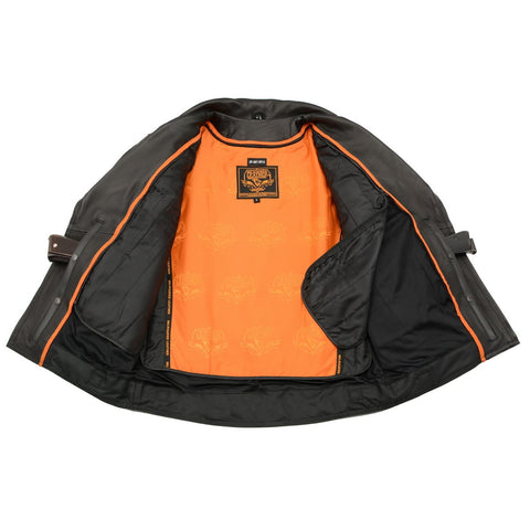 Milwaukee Leather LKM1720T Men's 'Tall Sizes' Black Vented Leather Jacket with Utility Pockets