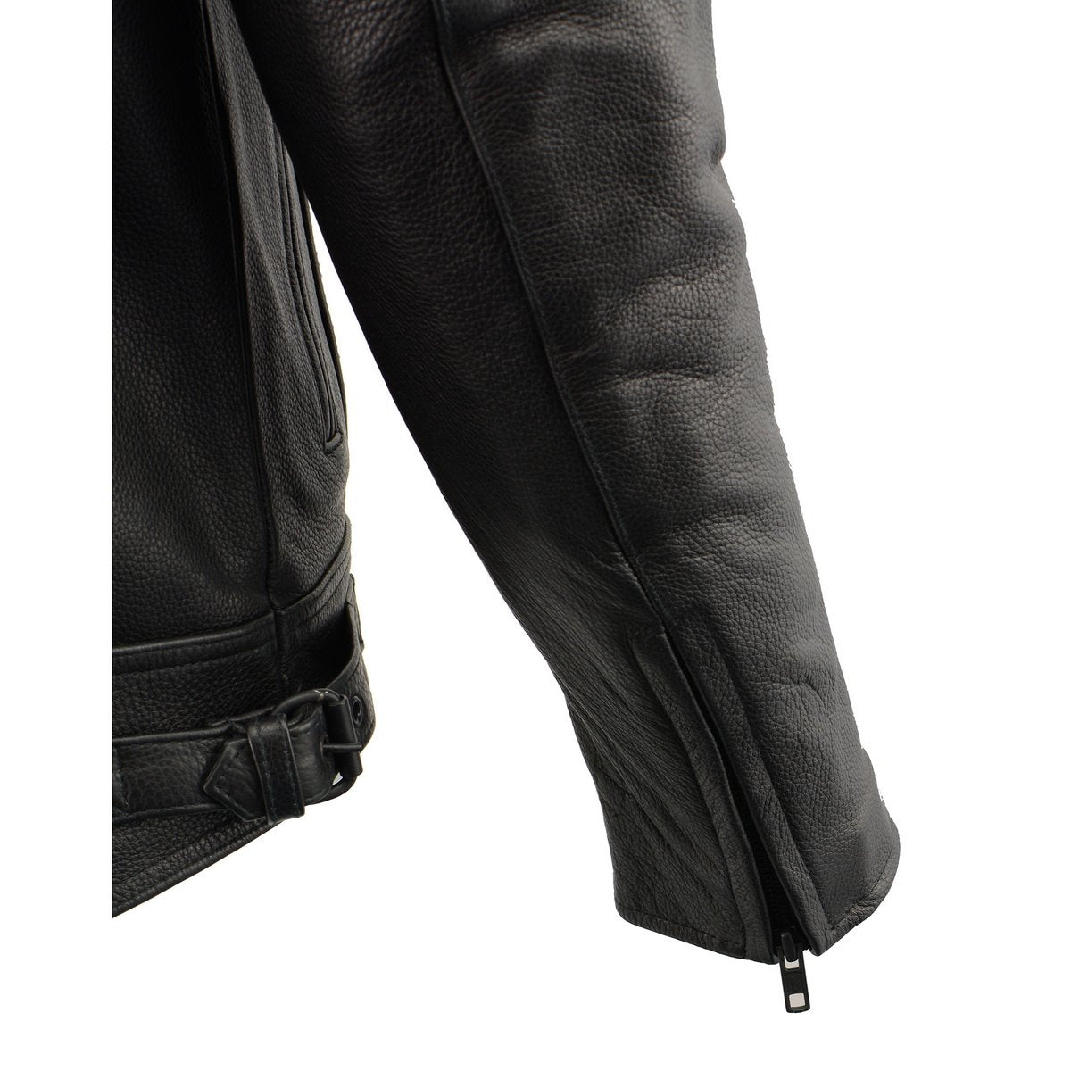 Milwaukee Leather LKM1720T Men's 'Tall Sizes' Black Vented Leather Jacket with Utility Pockets