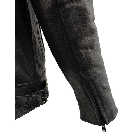 Milwaukee Leather LKM1720T Men's 'Tall Sizes' Black Vented Leather Jacket with Utility Pockets