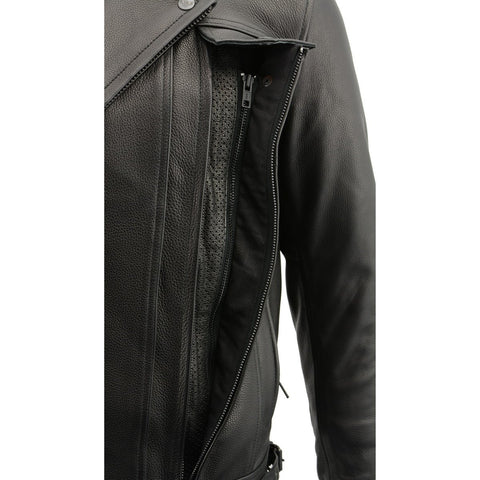 Milwaukee Leather LKM1720 Men's Black Vented Leather Jacket with Utility and Gun Pockets - Milwaukee Leather Mens Leather Jackets