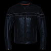 Milwaukee Leather LKM1725 Men's Black Sporty Crossover Scooter Style Leather Motorcycle Jacket w/ Reflective Piping