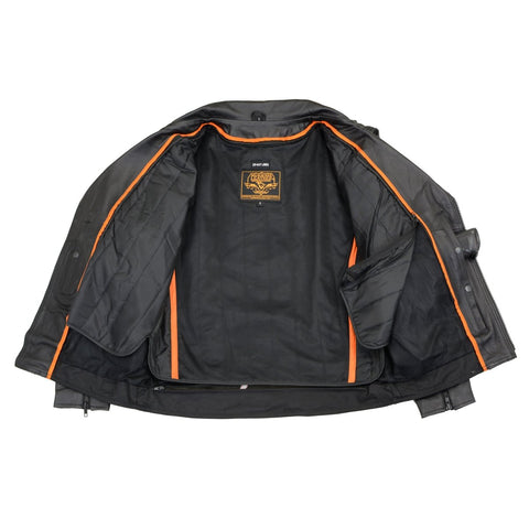 Milwaukee Leather LKM1760 Men's Black Leather Jacket with Utility Pockets