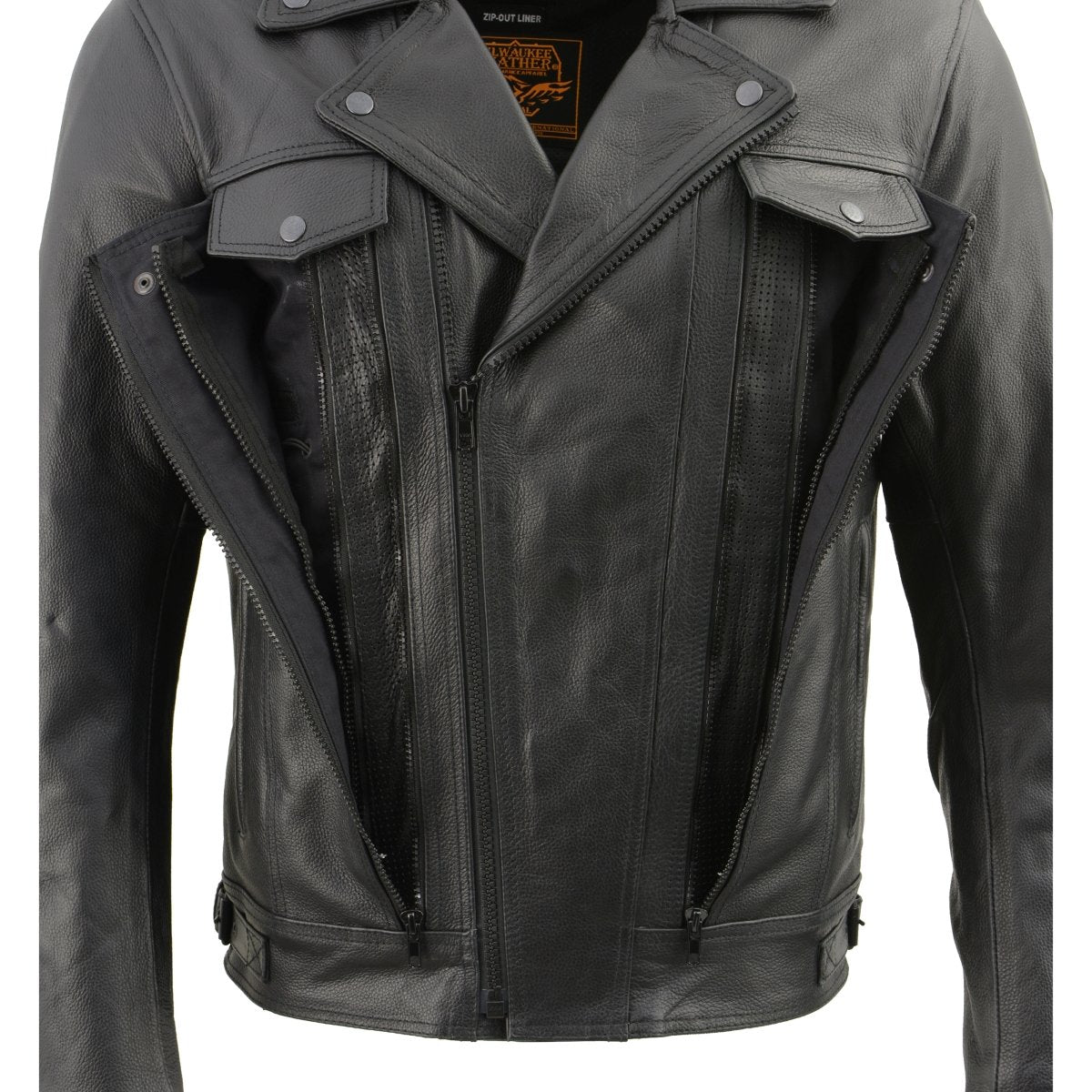 Milwaukee Leather LKM1760 Men's Black Leather Jacket with Utility Pockets