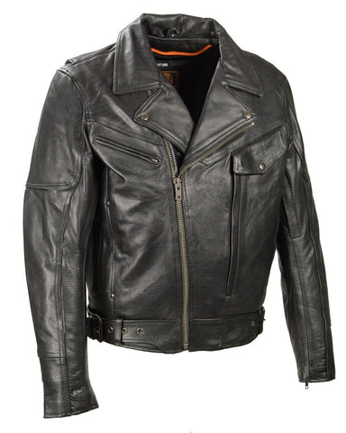 Milwaukee Leather LKM1770 Men's Black Leather Jacket with Belt Utility Pocket