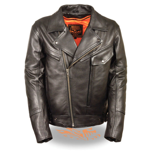 Milwaukee Leather LKM1770 Men's Black Leather Jacket with Belt Utility Pocket