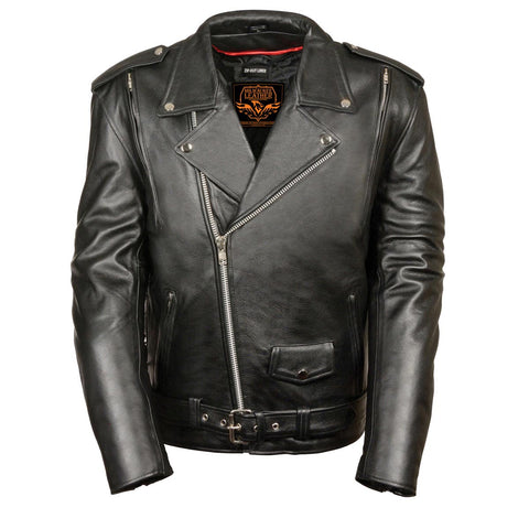 Milwaukee Leather LKM1775 Men's Black Leather Vented Jacket with Side Laces and Gun Pockets - Milwaukee Leather Mens Leather Jackets