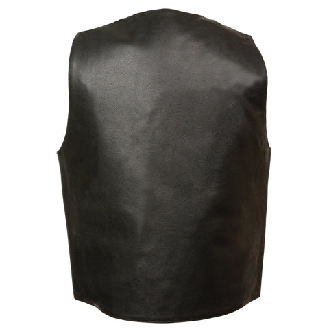 Milwaukee Leather LKM3700 Men's Plain Side Leather Vest with Buffalo Snaps - Milwaukee Leather Mens Leather Vests