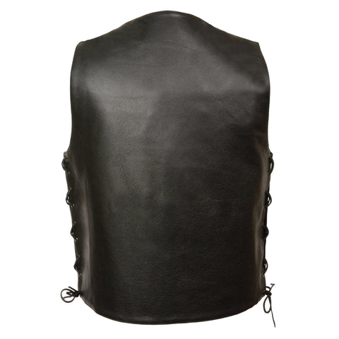 Milwaukee Leather LKM3701 Men's Side Lace Leather Vest with Buffalo Snaps - Milwaukee Leather Mens Leather Vests