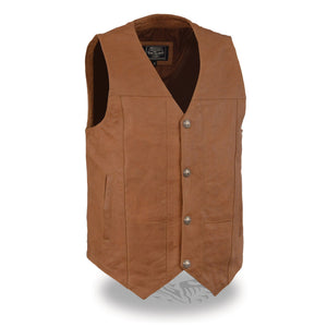 Milwaukee Leather LKM3702 Men's Saddle Western Style Leather Vest with Buffalo Snaps and Gun Pockets - Milwaukee Leather Mens Leather Vests