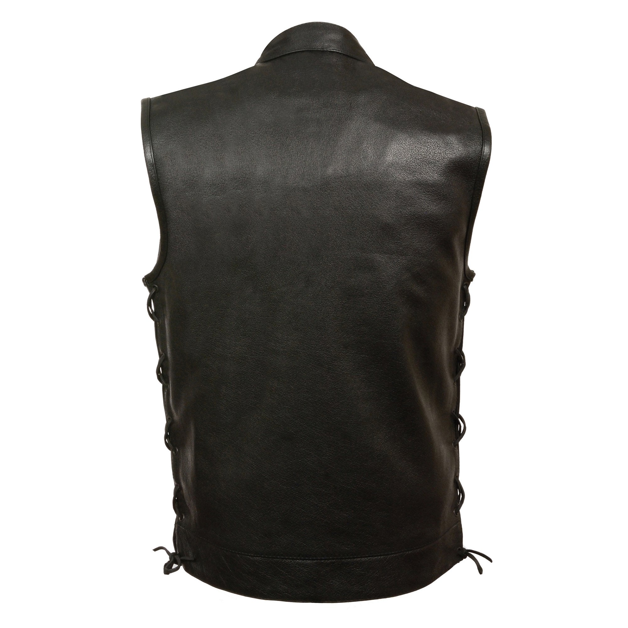 Milwaukee Leather LKM3712 Men's Side Lace Front Snap and Zipper Leather Club Vest - Milwaukee Leather Mens Leather Vests