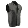 Milwaukee Leather LKM3713 Men's Leather Open Neck Snap and  Zip Front Club Style Vest with External Gun Pocket - Milwaukee Leather Mens Leather Vests