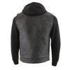 Milwaukee Leather LKM3714 Men's Black Club Style '2 in 1' Zipper Vest with Full Sleeve Hoodie and Quick Draw Pocket